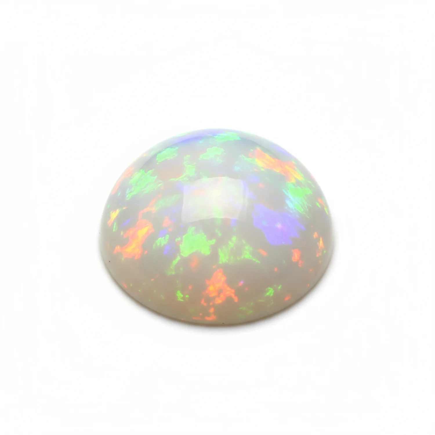Created Opal 1PC Small 7x7 MM Round Cabochon White Superior semi Precious Gems - Image 2