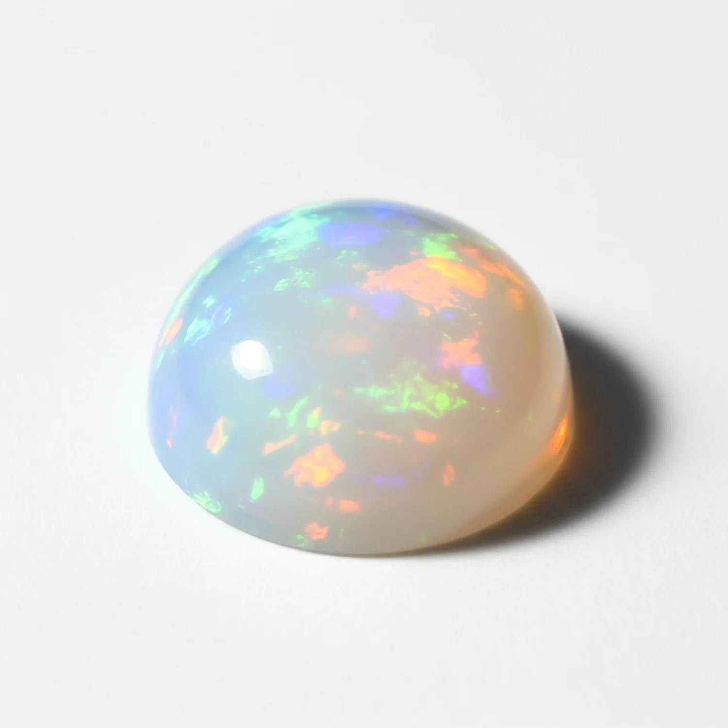 Created Opal 1PC Small 8x8 MM Round Cabochon White Pure semi Precious Loose Gems - Image 2