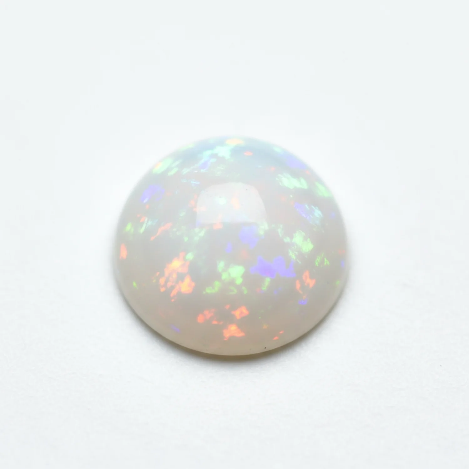 Created Opal 1PC Tiny 6x6 MM Round Cabochon White Genuine semi Precious Precious Gemstone