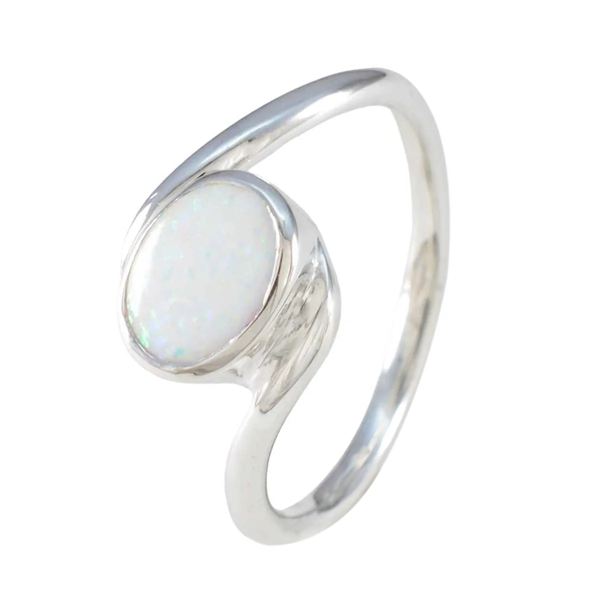 Created Opal Solitaire Moroccan 925 Silver White Gems Tiny Trendy Ring Jewellery - Image 2