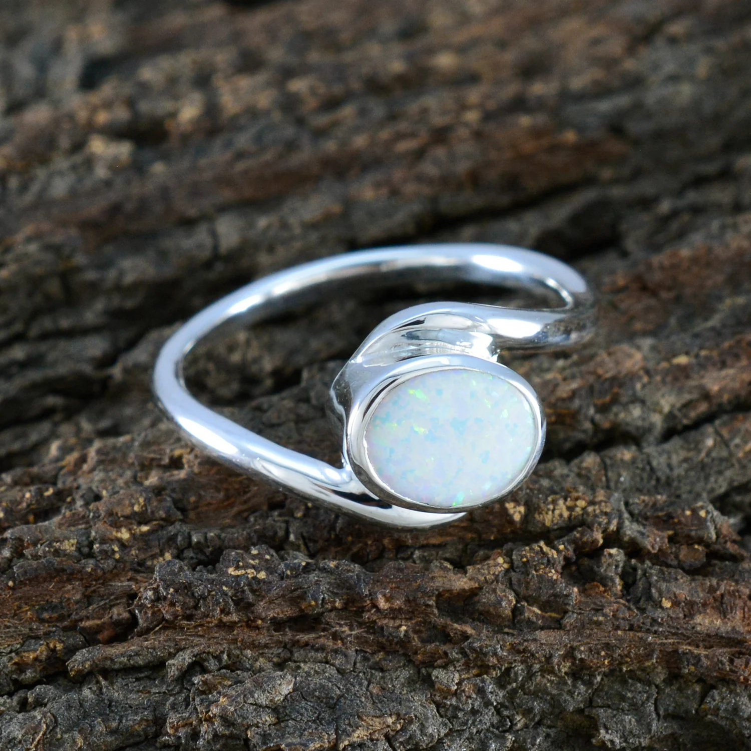Created Opal Solitaire Moroccan 925 Silver White Gems Tiny Trendy Ring Jewellery - Image 3