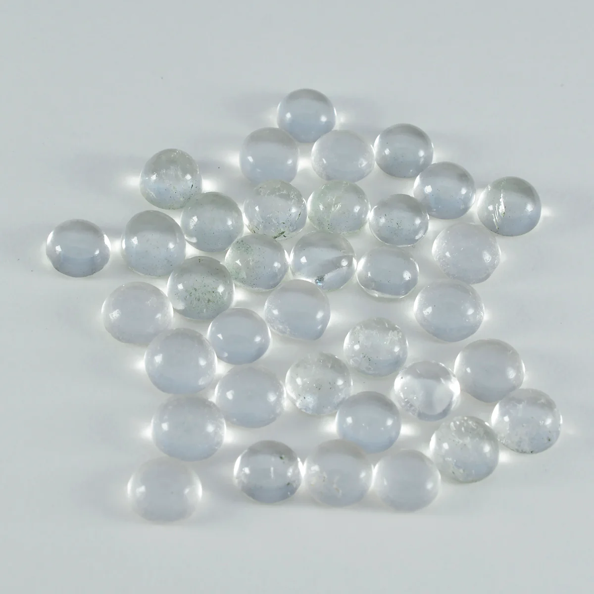 Crystal Quartz 10PC Tiny 5x5 MM Round Cabochon White Polished semi Precious Loose Gems