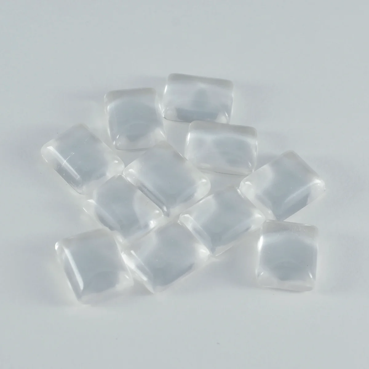 Crystal Quartz 1PC Small 6x8 MM Emerald Cabochon White Brilliant semi Precious Precious Gemstone - Image 2