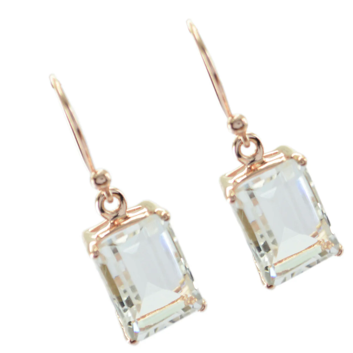 Crystal Quartz Mexican Sarah Solitaire Dangle White Sterling Silver Earring - Image 3