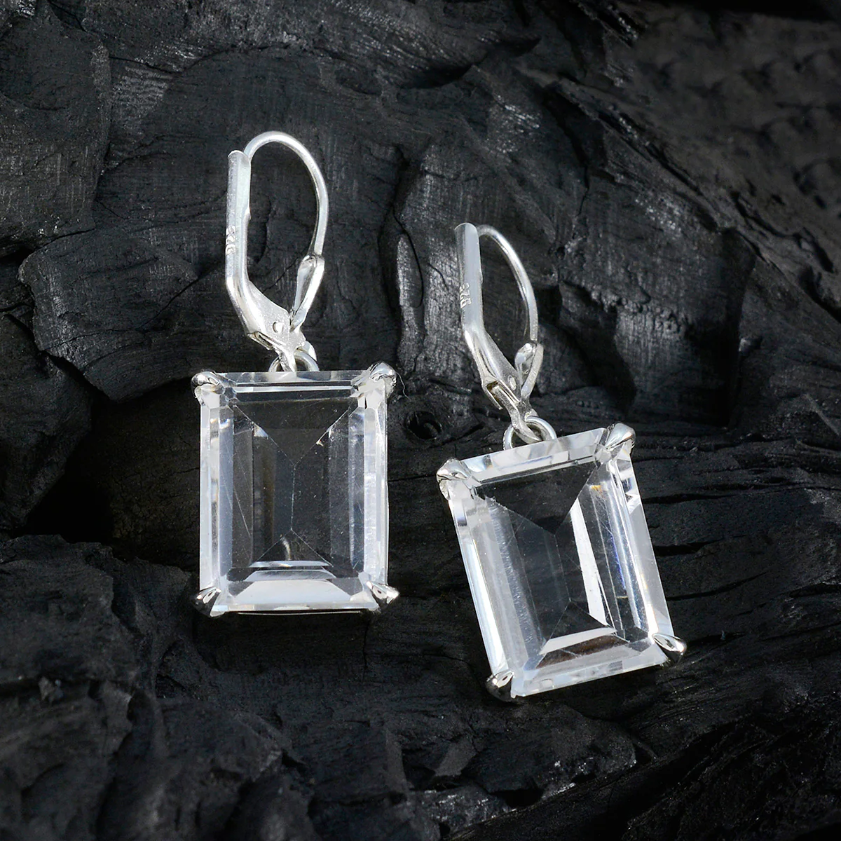 Crystal Quartz Middle Eastern Jiwoo Solitaire Dangle White 925 Silver Earring - Image 4