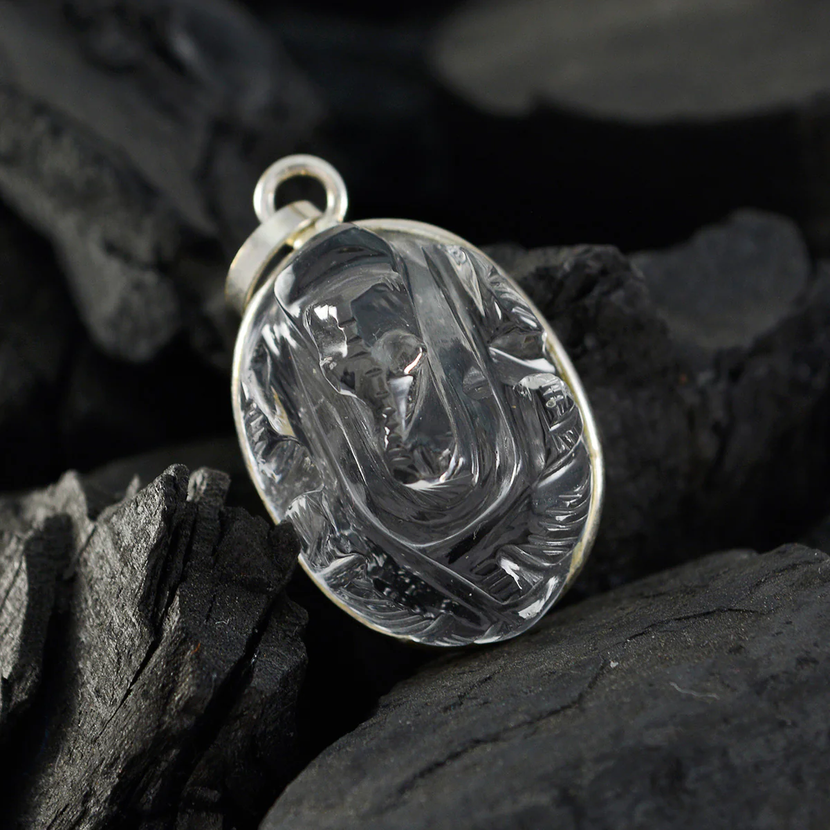 Crystal Quartz Minimal Moroccan 92.5 Silver Solitaire Ines Sophisticated White Pendant Jewellery - Image 3
