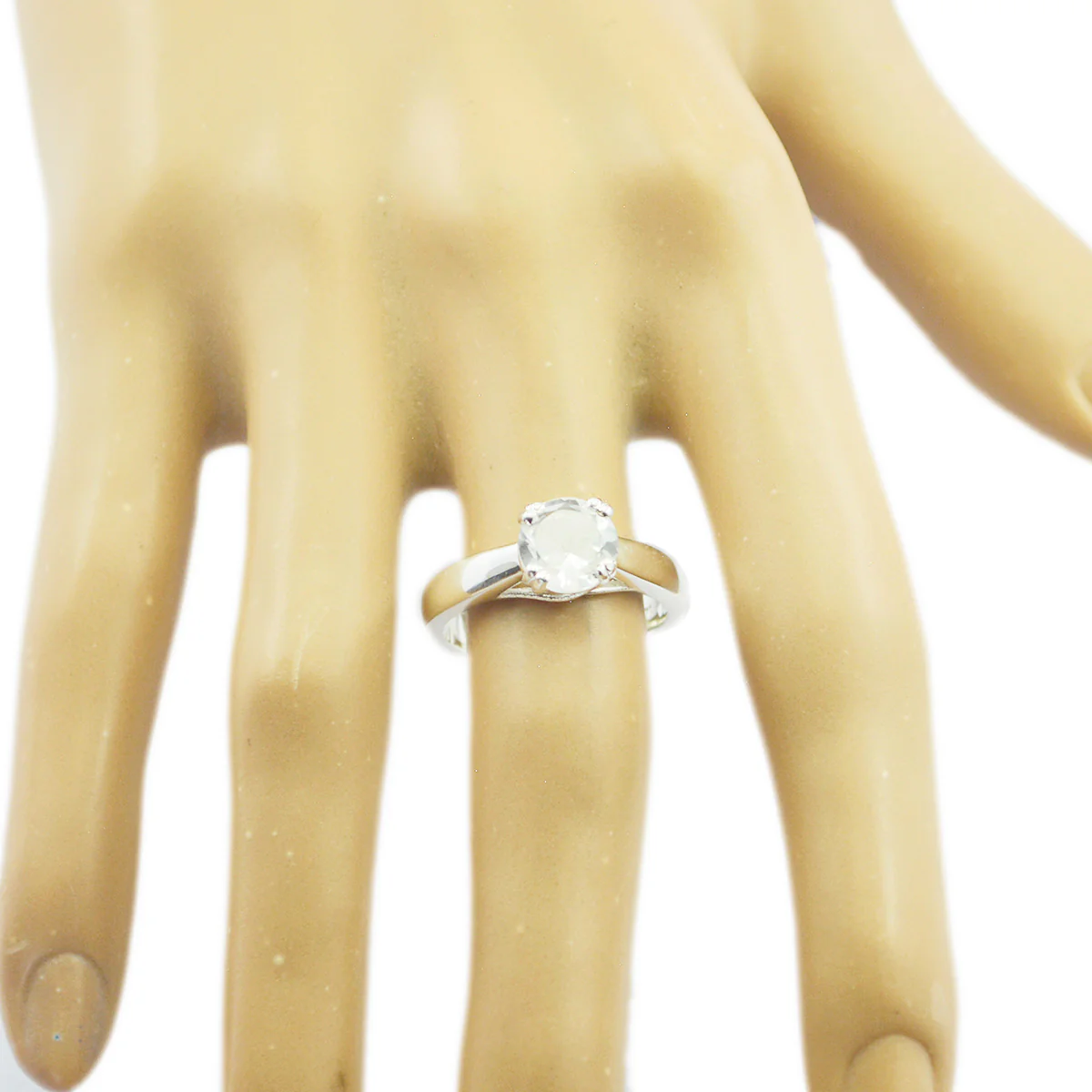 Crystal Quartz Solitaire Russian Sterling Silver White Gemstones Tiny Glamorous Ring Jewelry - Image 2