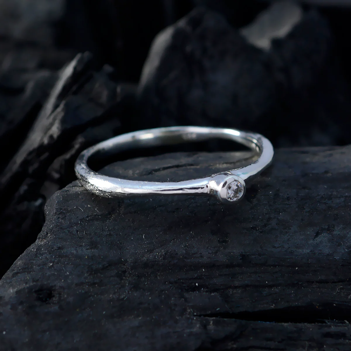 Crystal Quartz Solitaire Turkish Silver White Gemstones Delicate Contemporary Ring Jewellery - Image 5