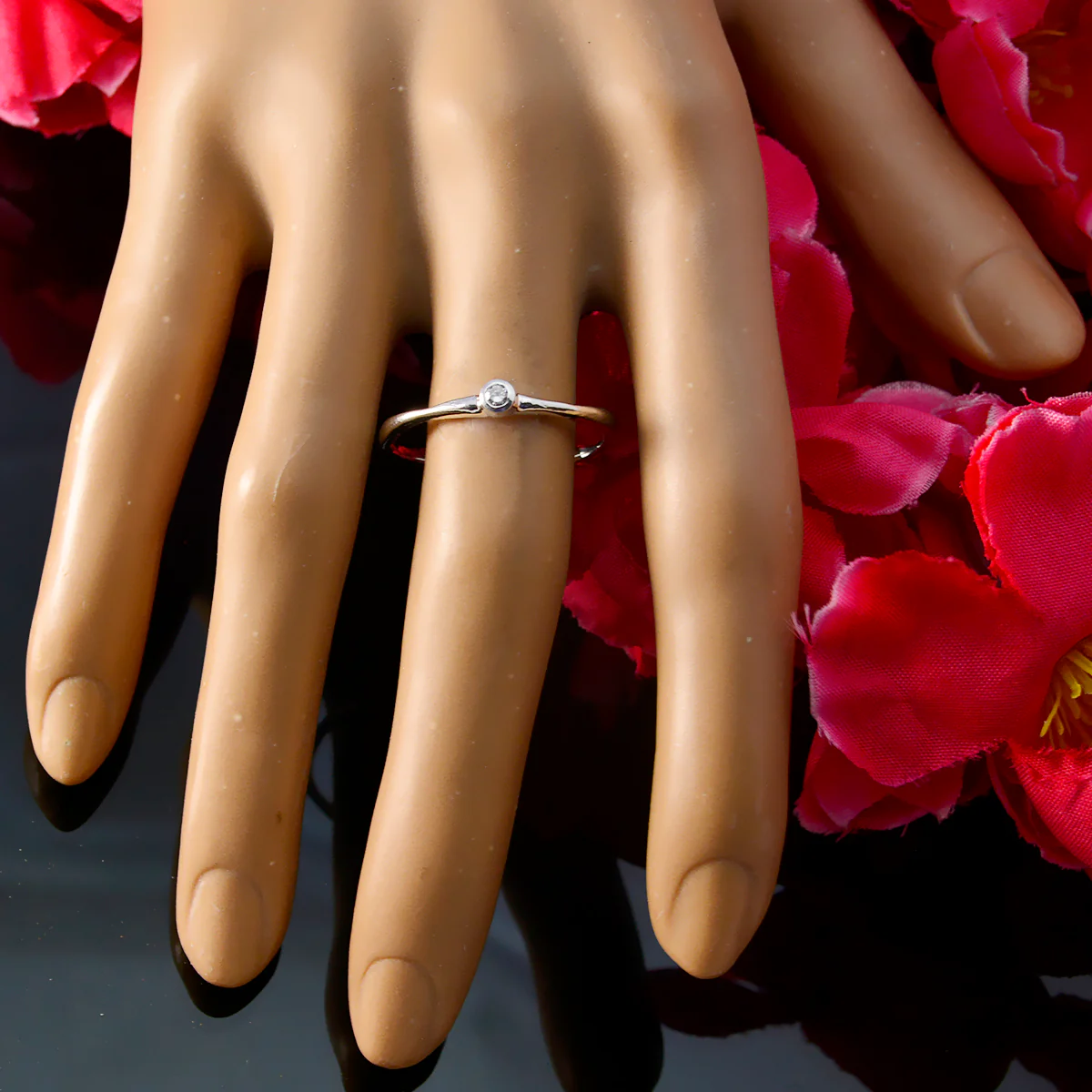 Crystal Quartz Solitaire Turkish Silver White Gemstones Delicate Contemporary Ring Jewellery - Image 6