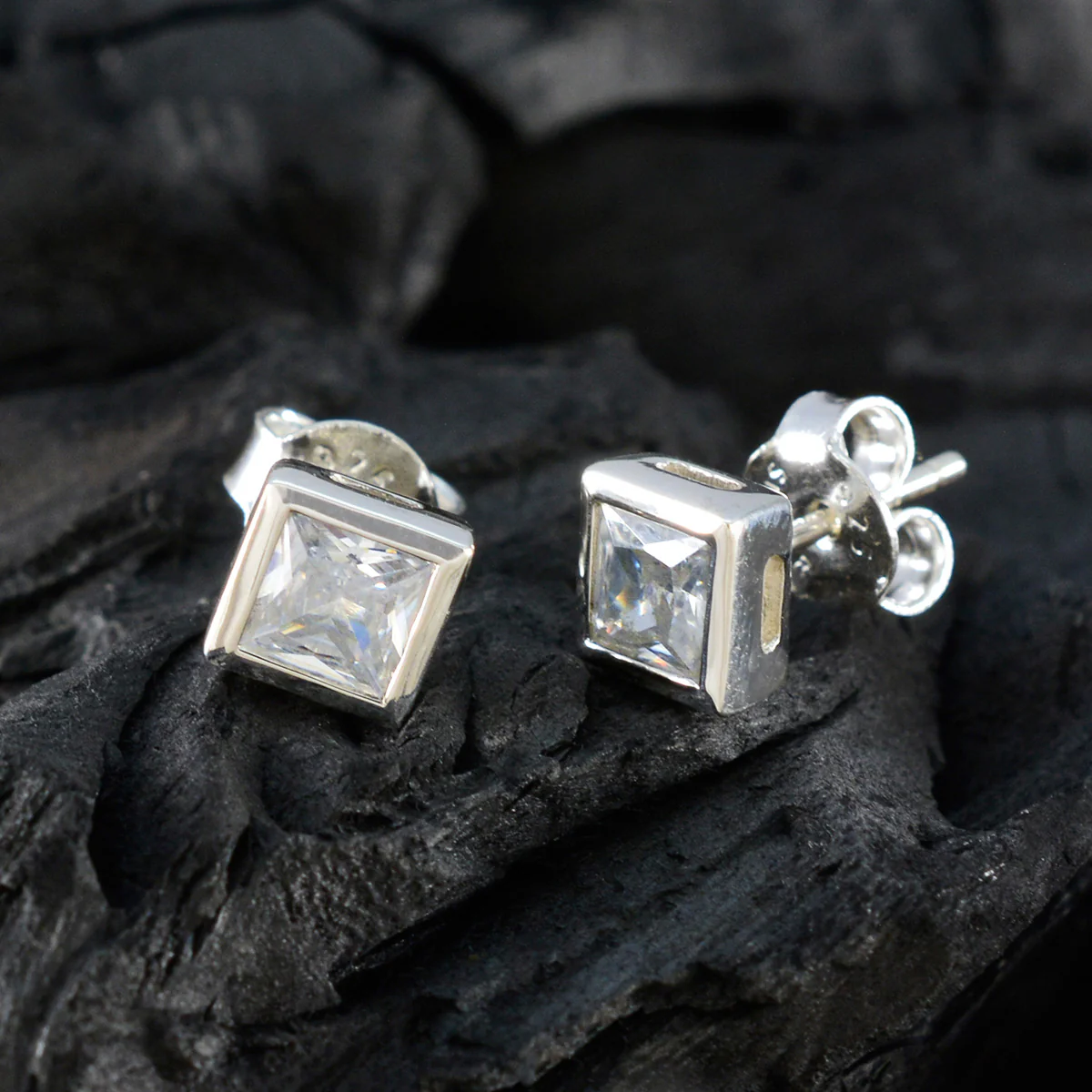 Cubic Zirconia African Camila Solitaire Stud White 92.5 Silver Earring - Image 4