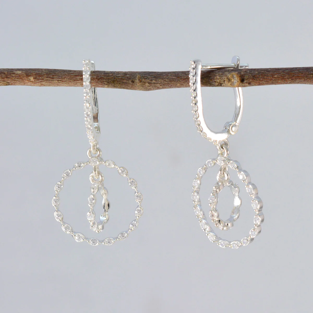 Cubic Zirconia American Amanda multiple Stud White Silver Earring - Image 2