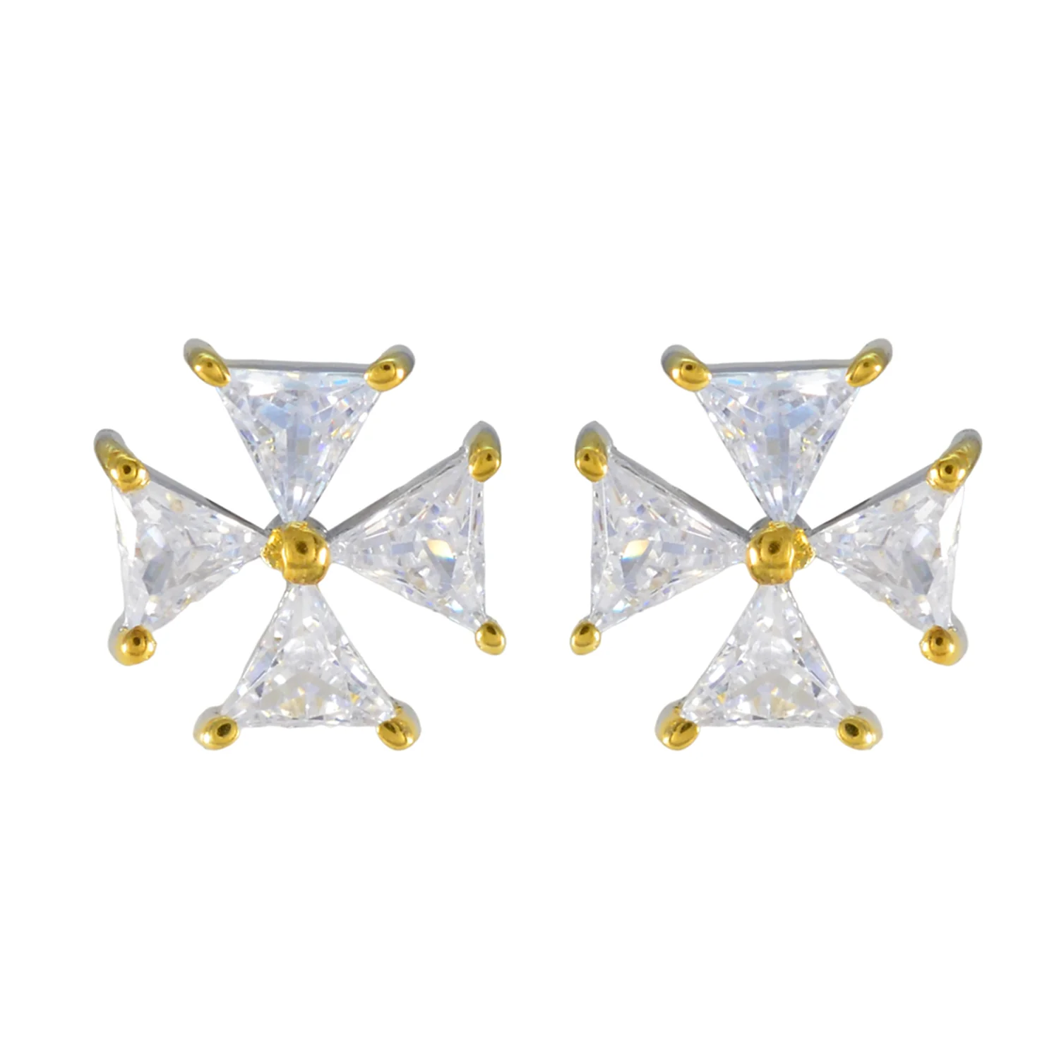 Cubic Zirconia American Aurora multiple Stud White Sterling Silver Earring