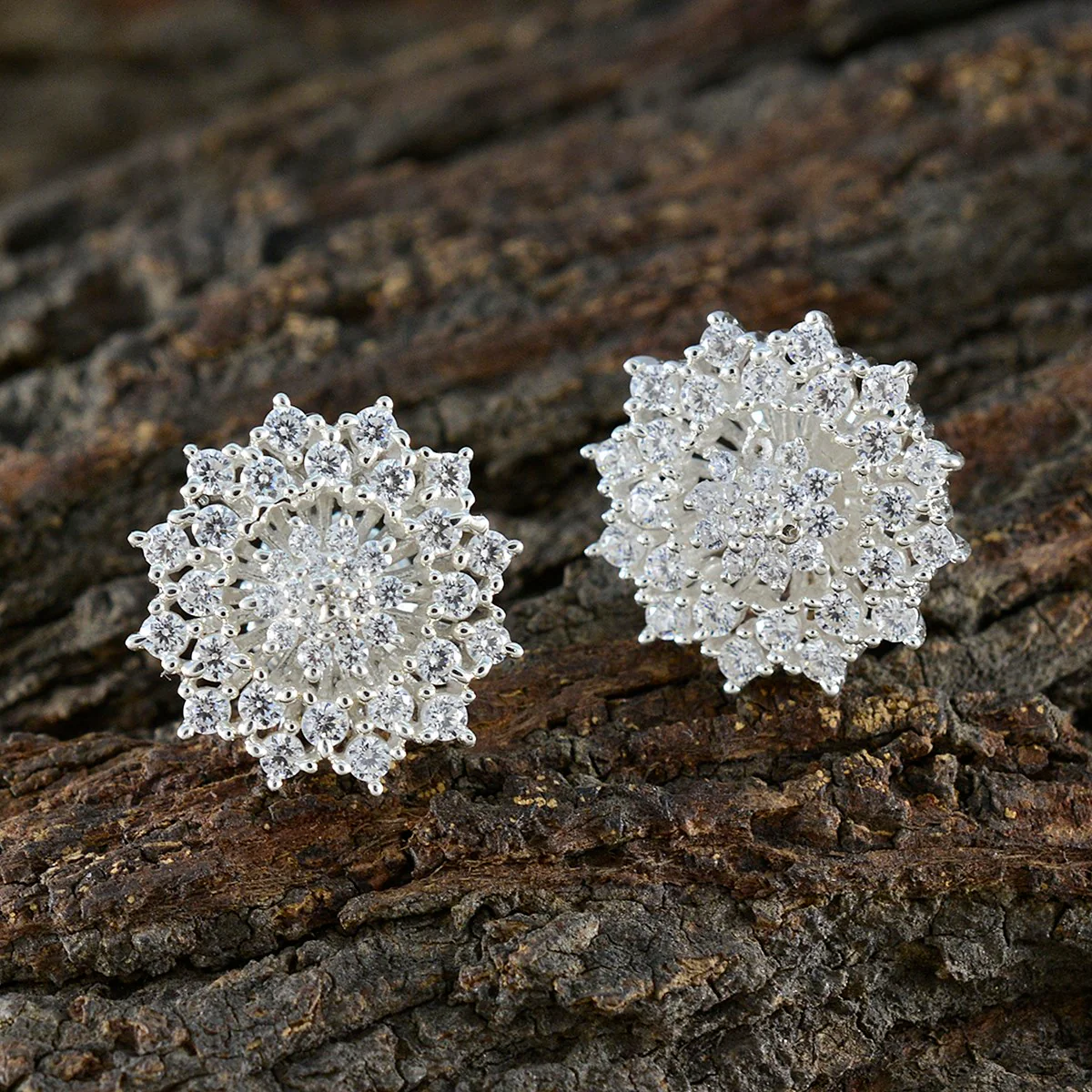 Cubic Zirconia American Lourdes multiple Stud White Sterling Silver Earring - Image 4