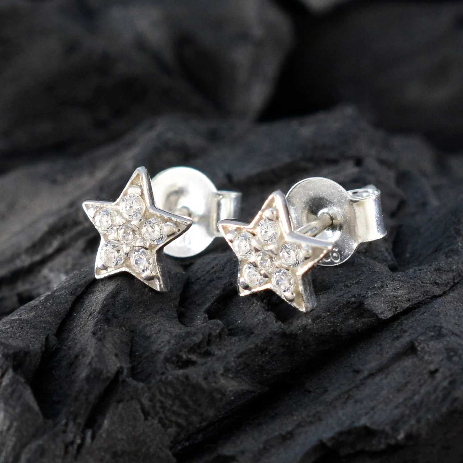 Cubic Zirconia American María multiple Stud White 925 Sterling Silver Earring - Image 3