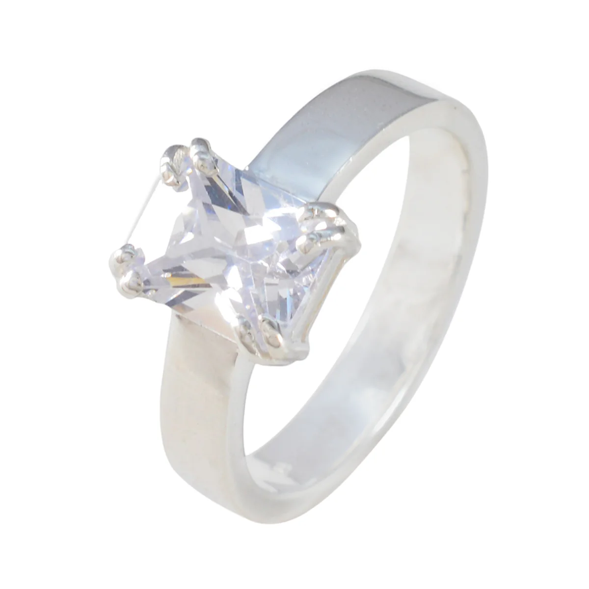 Cubic zirconia CZ Solitaire African Silver White Gems Classic Trendy Ring Jewelry - Image 2
