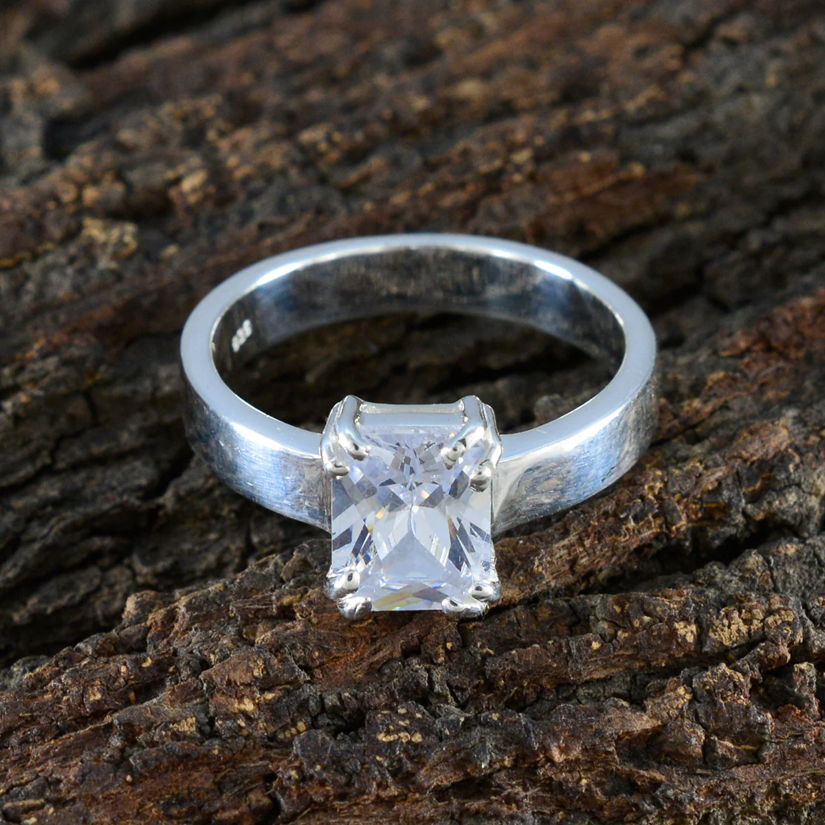 Cubic zirconia CZ Solitaire African Silver White Gems Classic Trendy Ring Jewelry - Image 3