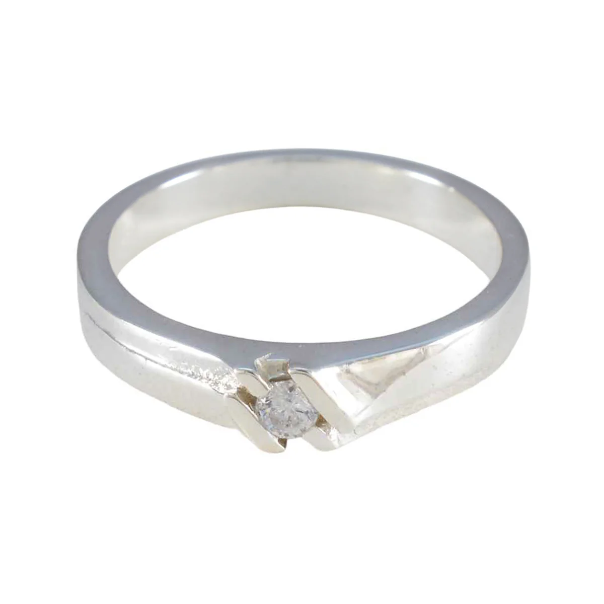Cubic zirconia CZ Solitaire French 92.5 Silver White Gems Slim Abstract Ring Jewelry