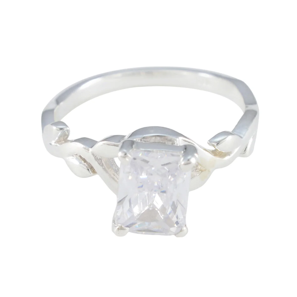 Cubic zirconia CZ Solitaire Japanese Sterling Silver White Gemstone Whisper-thin Artisan Ring Jewelry