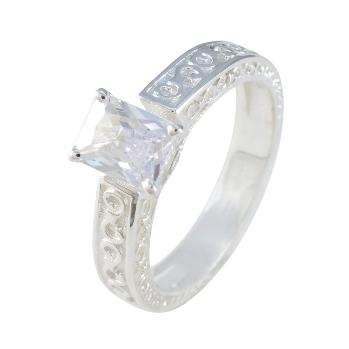 Cubic zirconia CZ Solitaire Moroccan 925 Sterling Silver White Gemstone Eye-catching Modern Ring Jewellery - Image 2