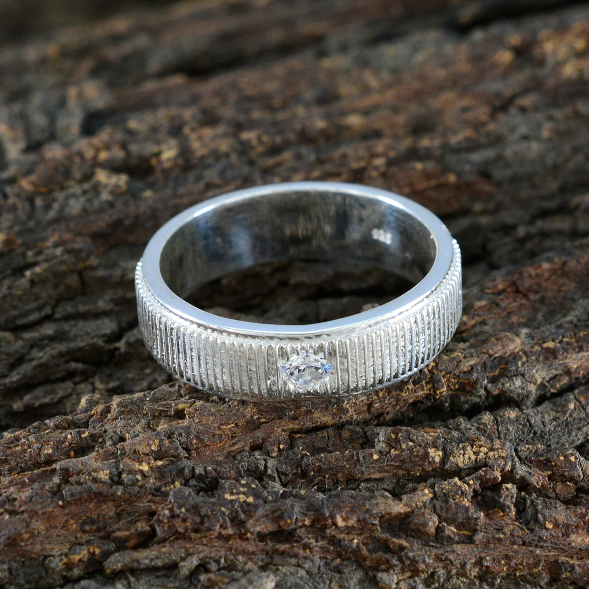 Cubic zirconia CZ Solitaire Moroccan Sterling Silver White Gemstone Mid-weight Romantic Band Jewelry - Image 3