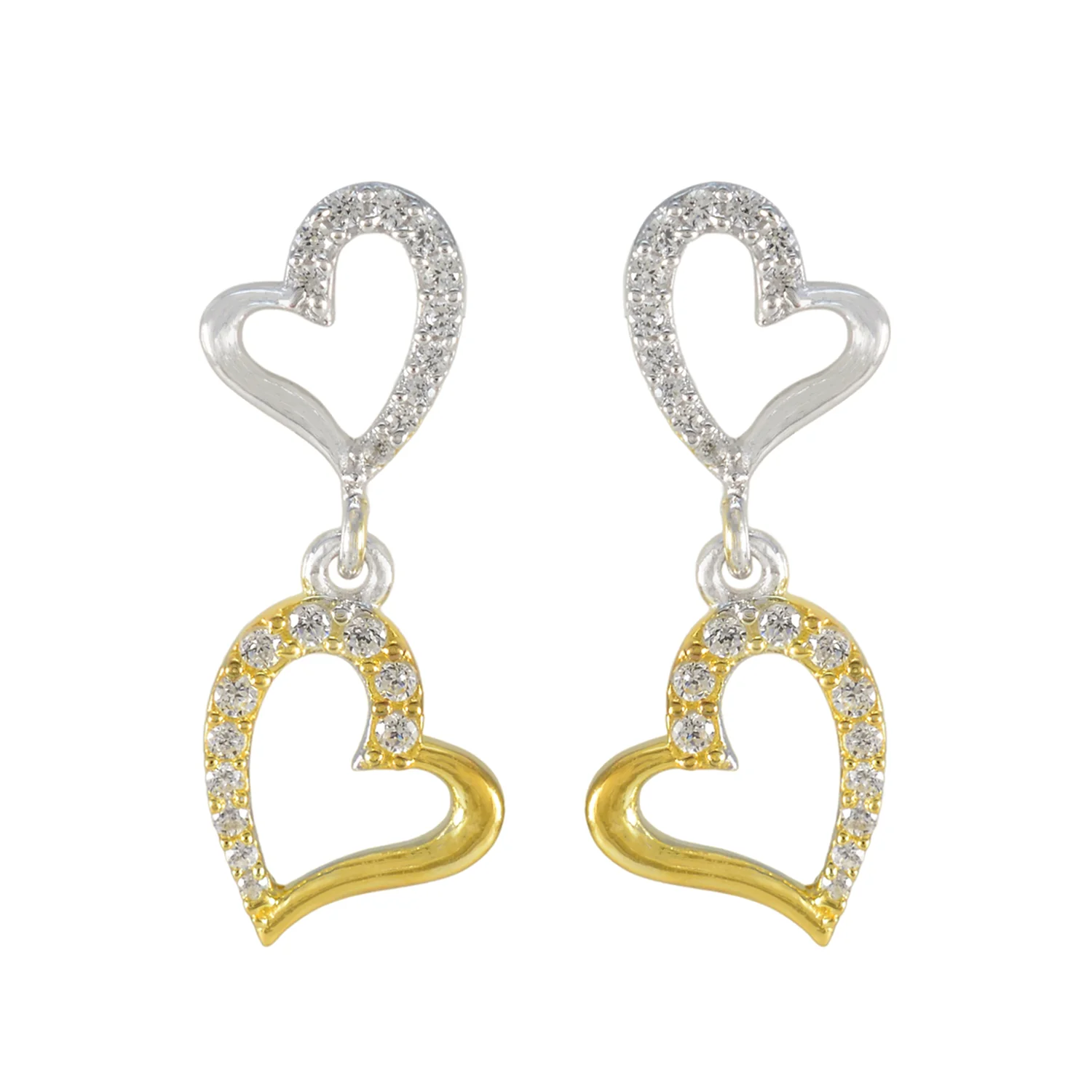 Cubic Zirconia French Cecilia multiple Stud White Silver Earring