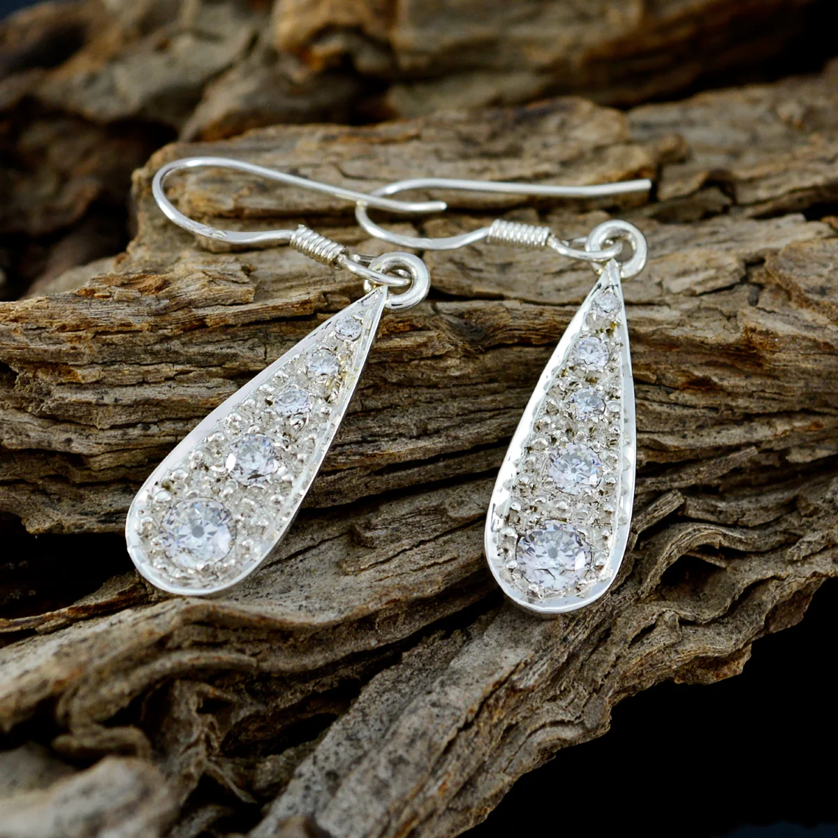 Cubic Zirconia French Ivy multiple Dangle White Sterling Silver Earring - Image 3