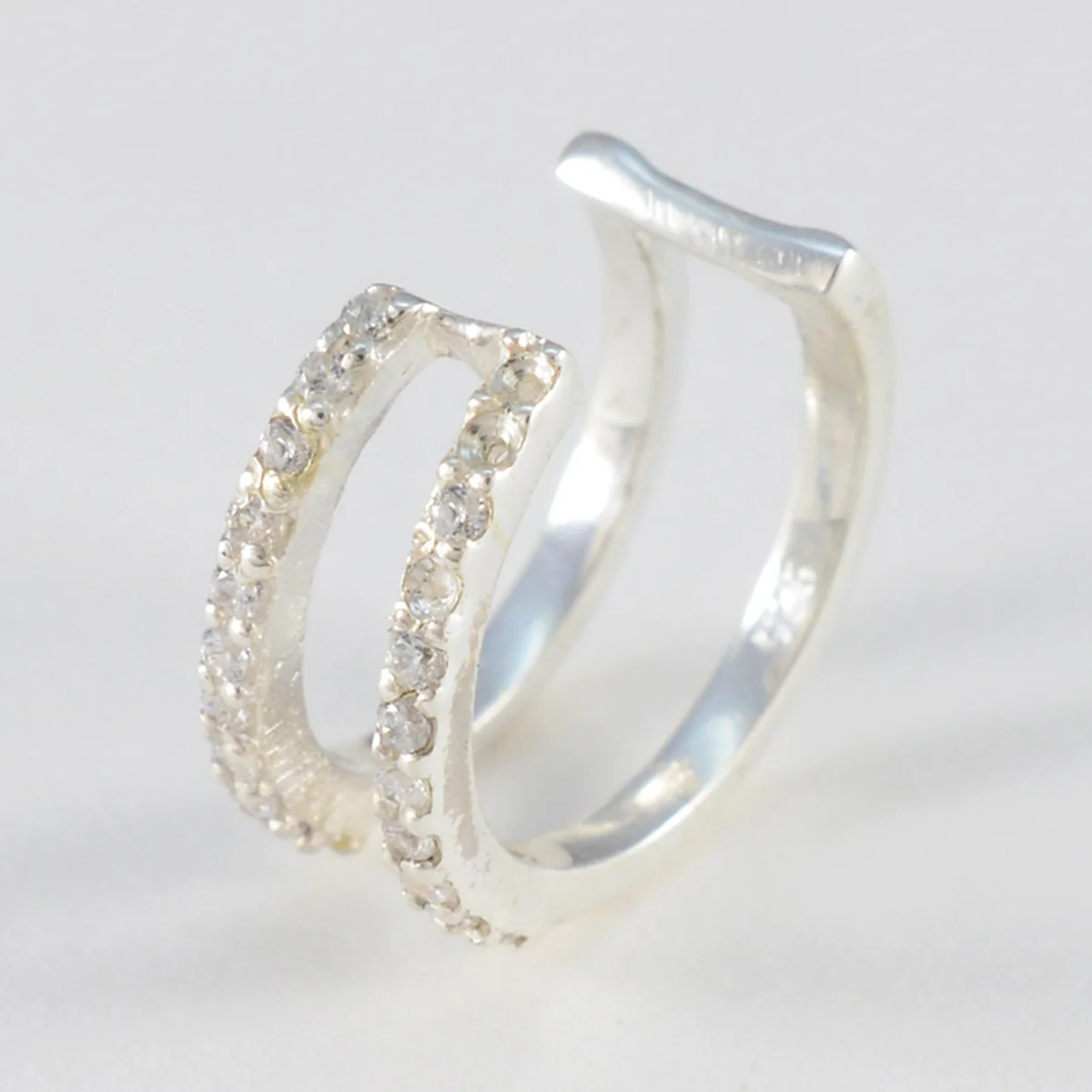Cubic Zirconia French Patricia multiple Stud White Silver Earring - Image 2