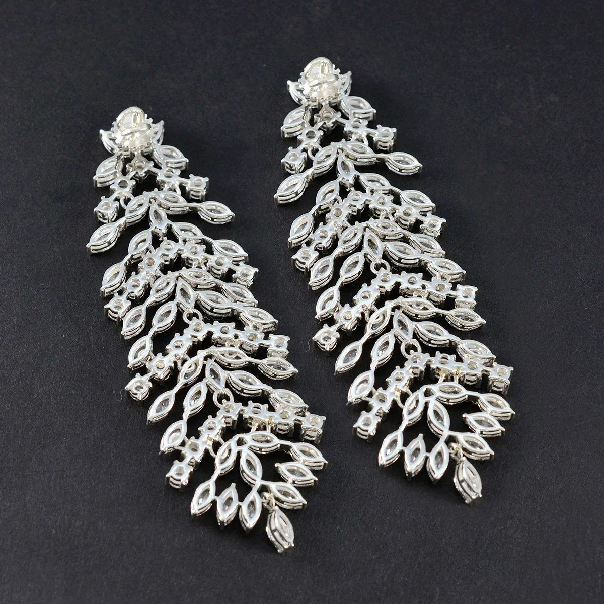 Cubic Zirconia Indian Araya multiple Stud White 925 Sterling Silver Earring - Image 4