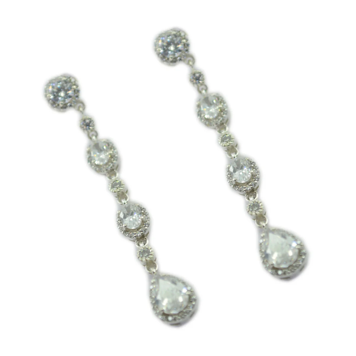 Cubic Zirconia Indian Putri multiple Stud White 925 Silver Earring - Image 3