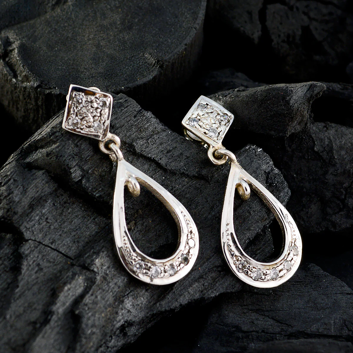 Cubic Zirconia Latin American Isla multiple Stud White Silver Earring - Image 2