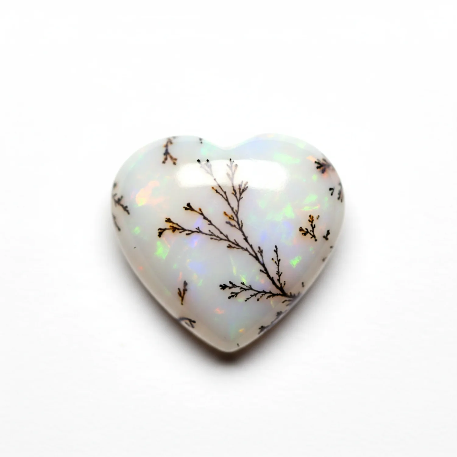 Dendrite Opal 10PC Tiny 4x4 MM Heart Cabochon White Shine semi Precious Loose Gems