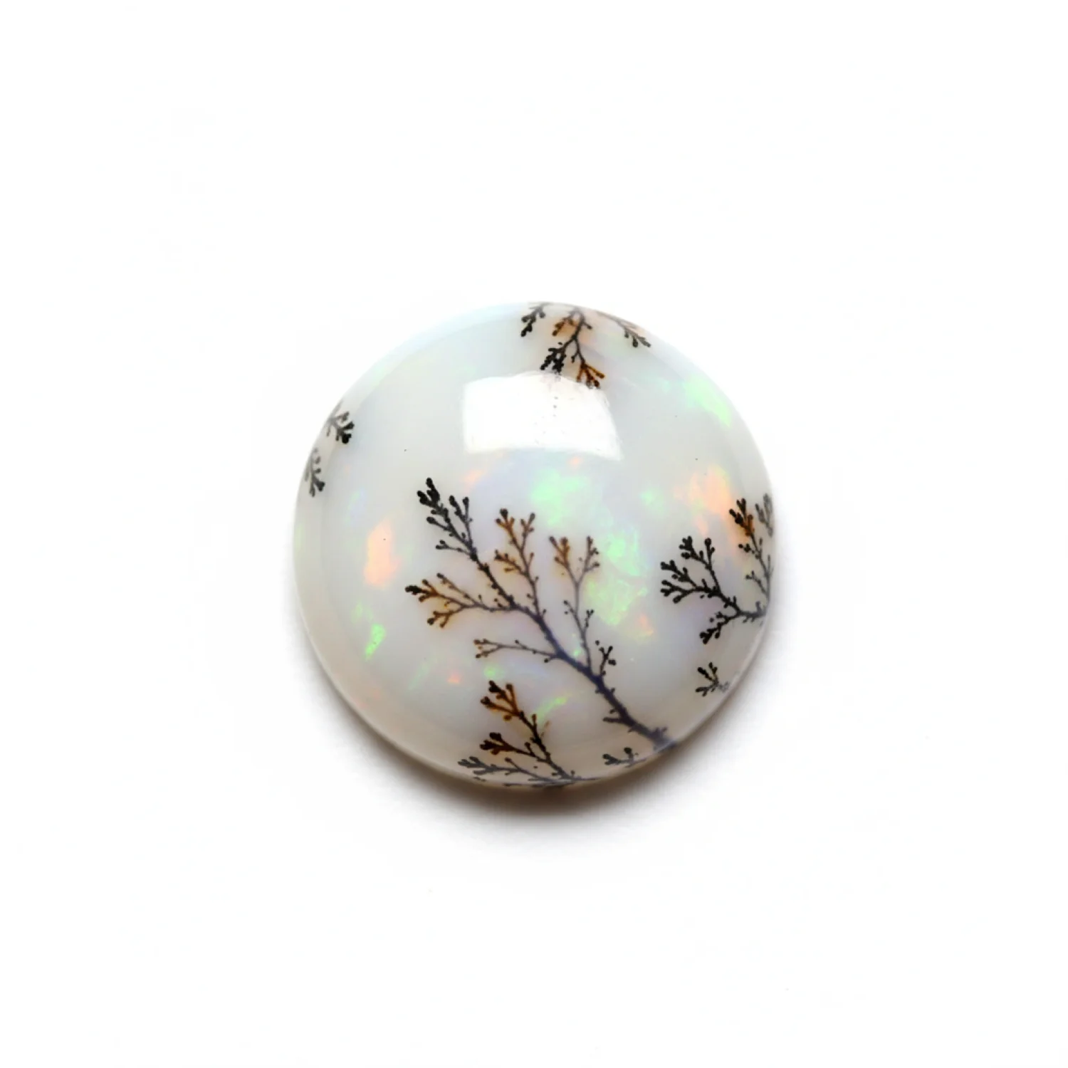 Dendrite Opal 10PC Tiny 4x4 MM Round Cabochon White Natural semi Precious Loose Gemstone - Image 2