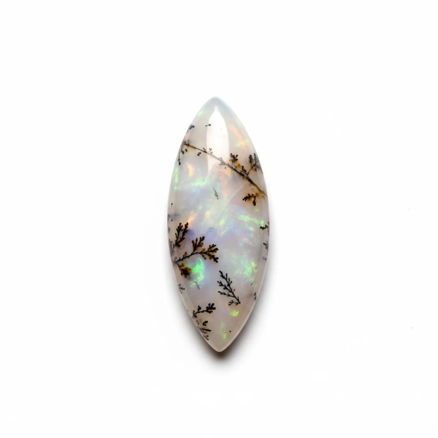 Dendrite Opal 10PC Tiny 4x8 MM Marquise Cabochon White Genuine semi Precious Loose Gemstones