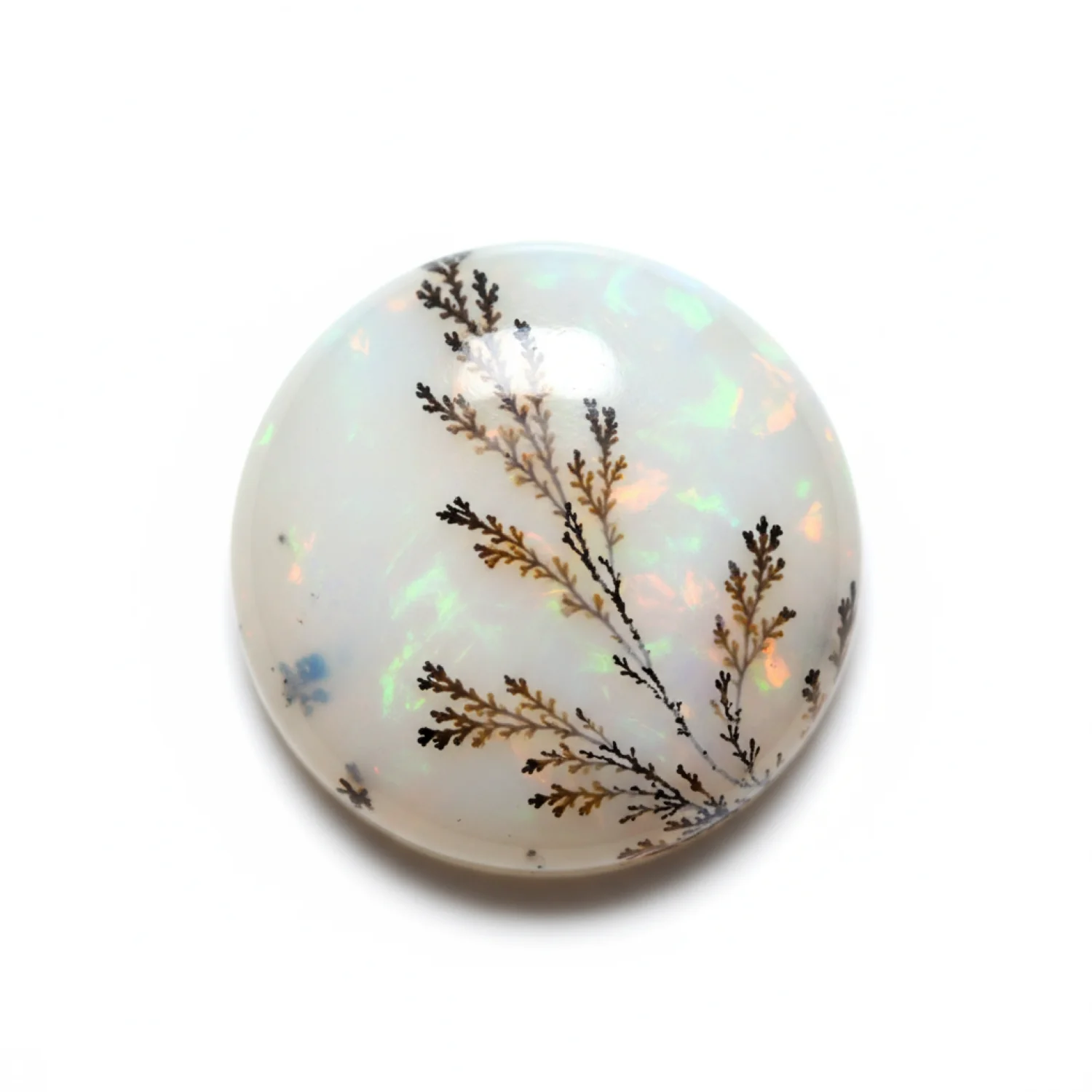 Dendrite Opal 10PC Tiny 5x5 MM Round Cabochon White Genuine semi Precious Loose Gemstones - Image 2