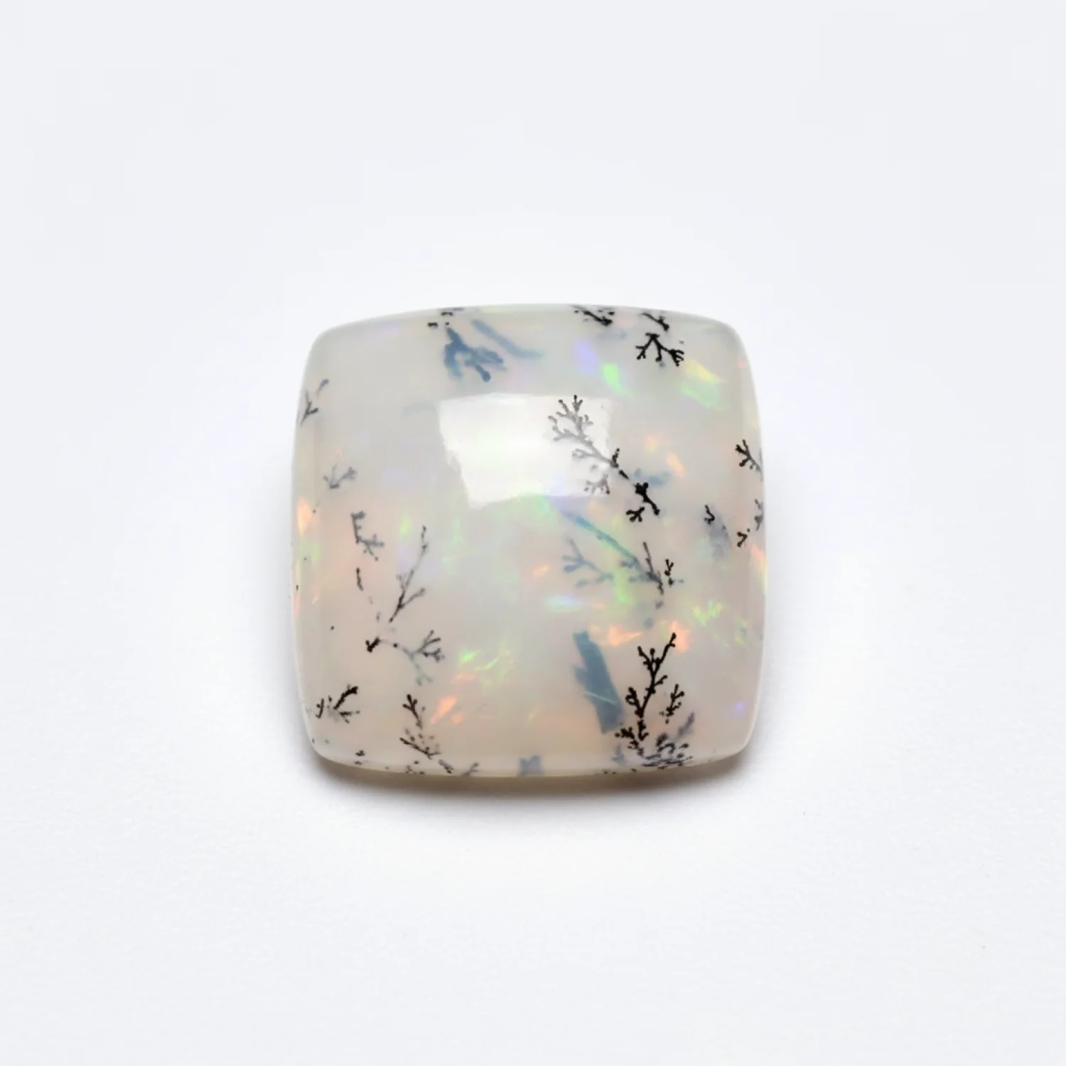 Dendrite Opal 10PC Tiny 5x5 MM Square Cabochon White Sparkling semi Precious Semi Precious Gemstone