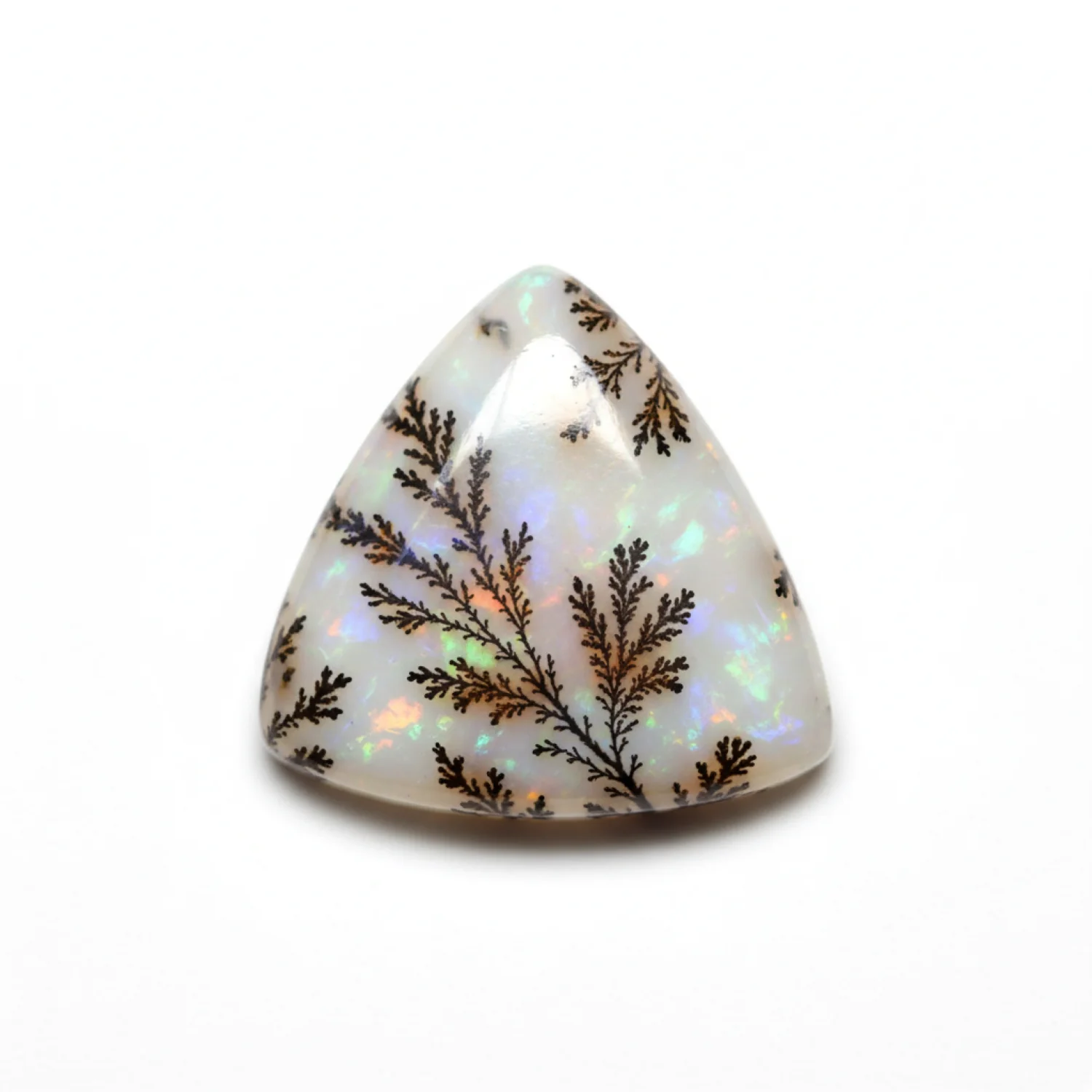 Dendrite Opal 10PC Tiny 5x5 MM Triangle Cabochon White Genuine semi Precious Loose Gems - Image 2