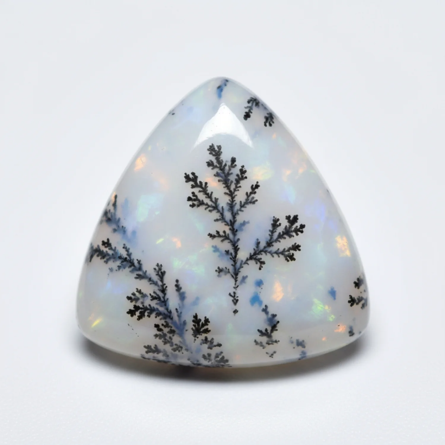 Dendrite Opal 1PC Large 10x10 MM Triangle Cabochon White Sparkling semi Precious Gems - Image 2