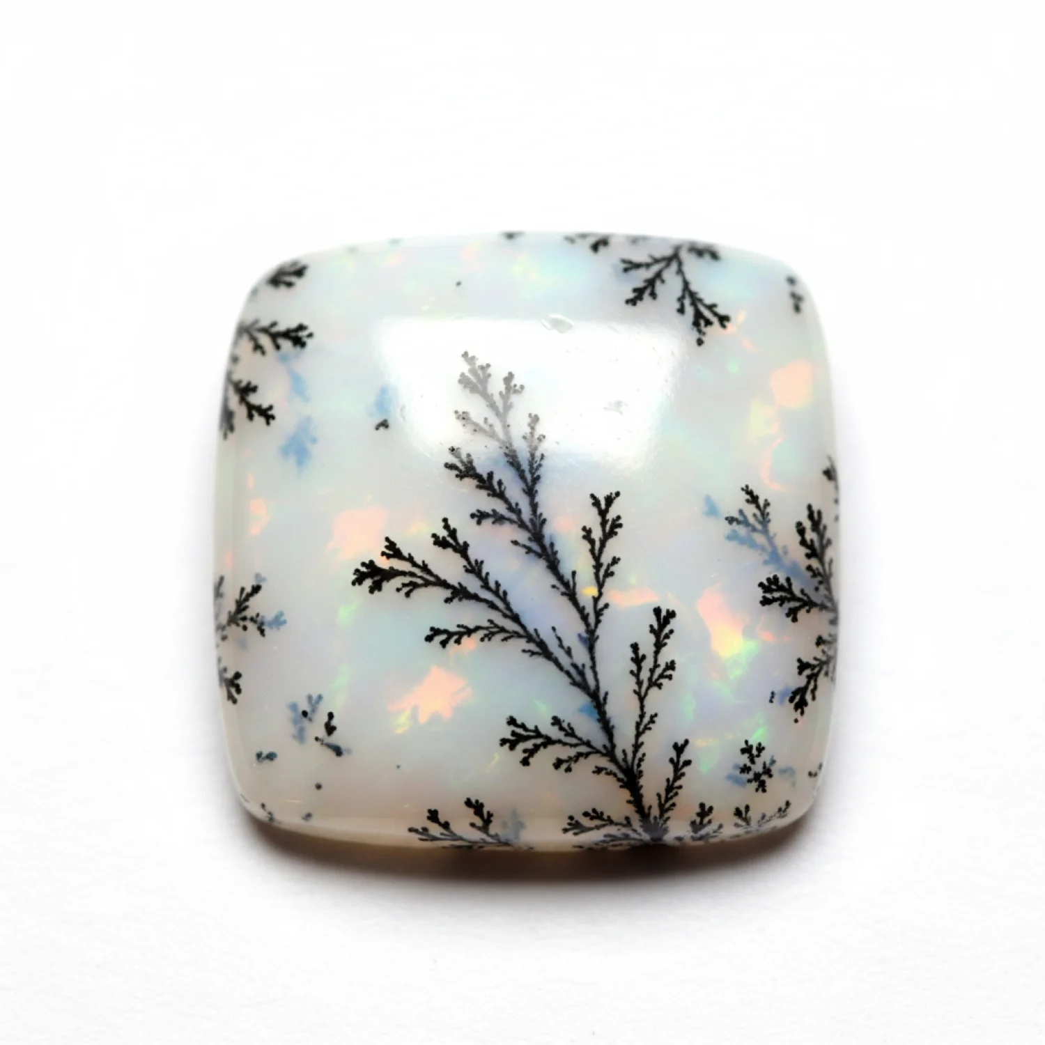 Dendrite Opal 1PC Large 11x11 MM Square Cabochon White Fine semi Precious Semi Precious Gemstone