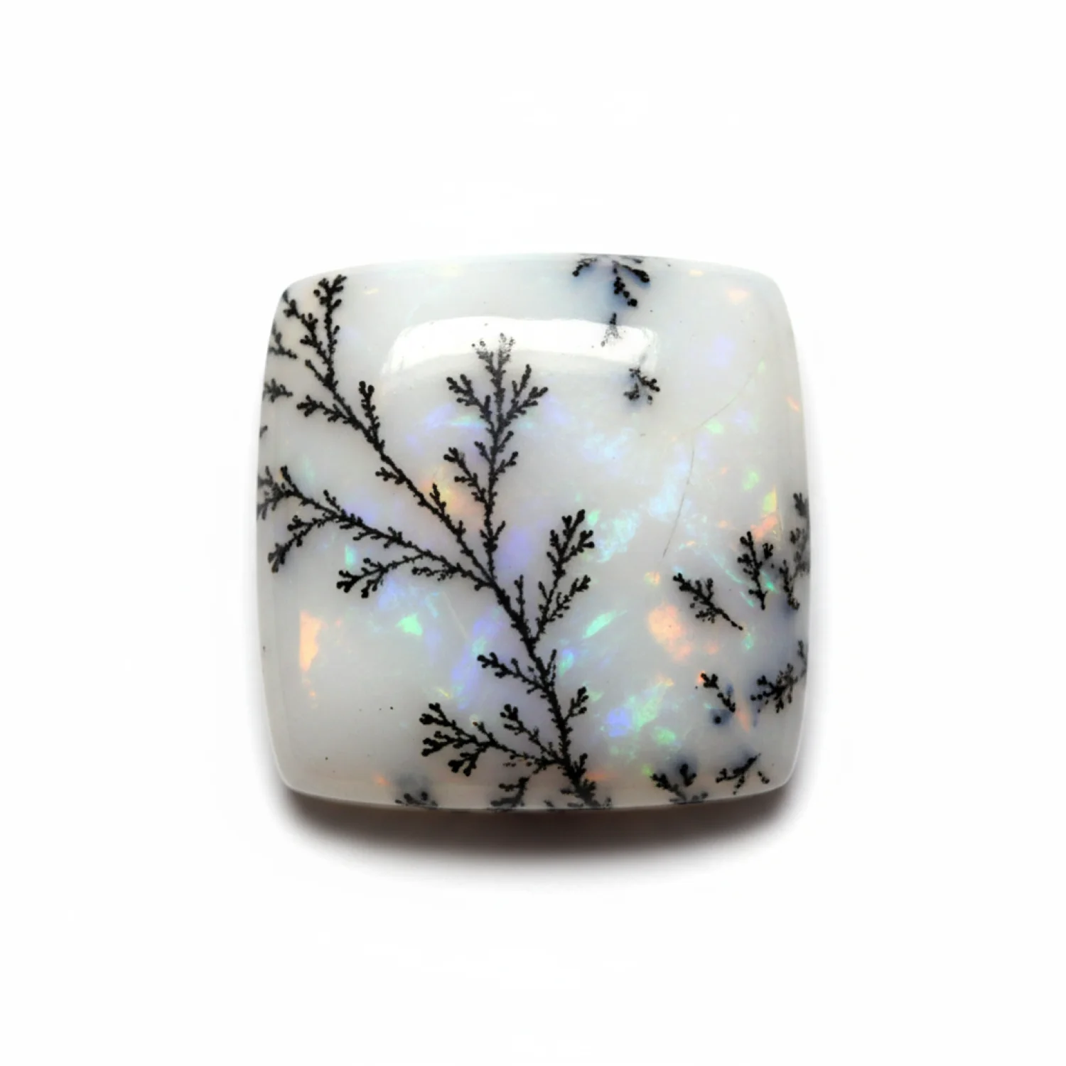 Dendrite Opal 1PC Large 11x11 MM Square Cabochon White Fine semi Precious Semi Precious Gemstone - Image 2