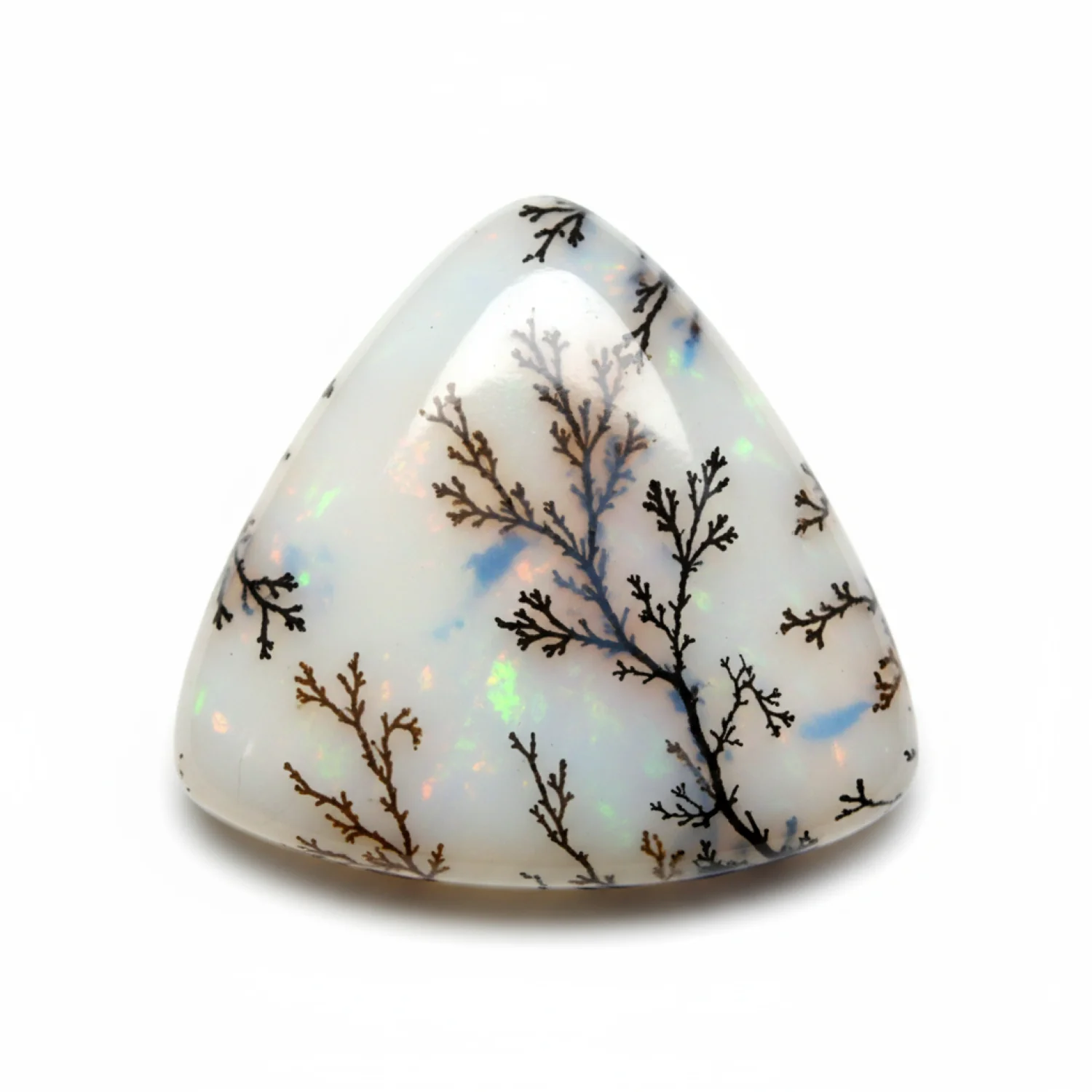Dendrite Opal 1PC Large 11x11 MM Triangle Cabochon White Polished semi Precious Loose Gems - Image 2