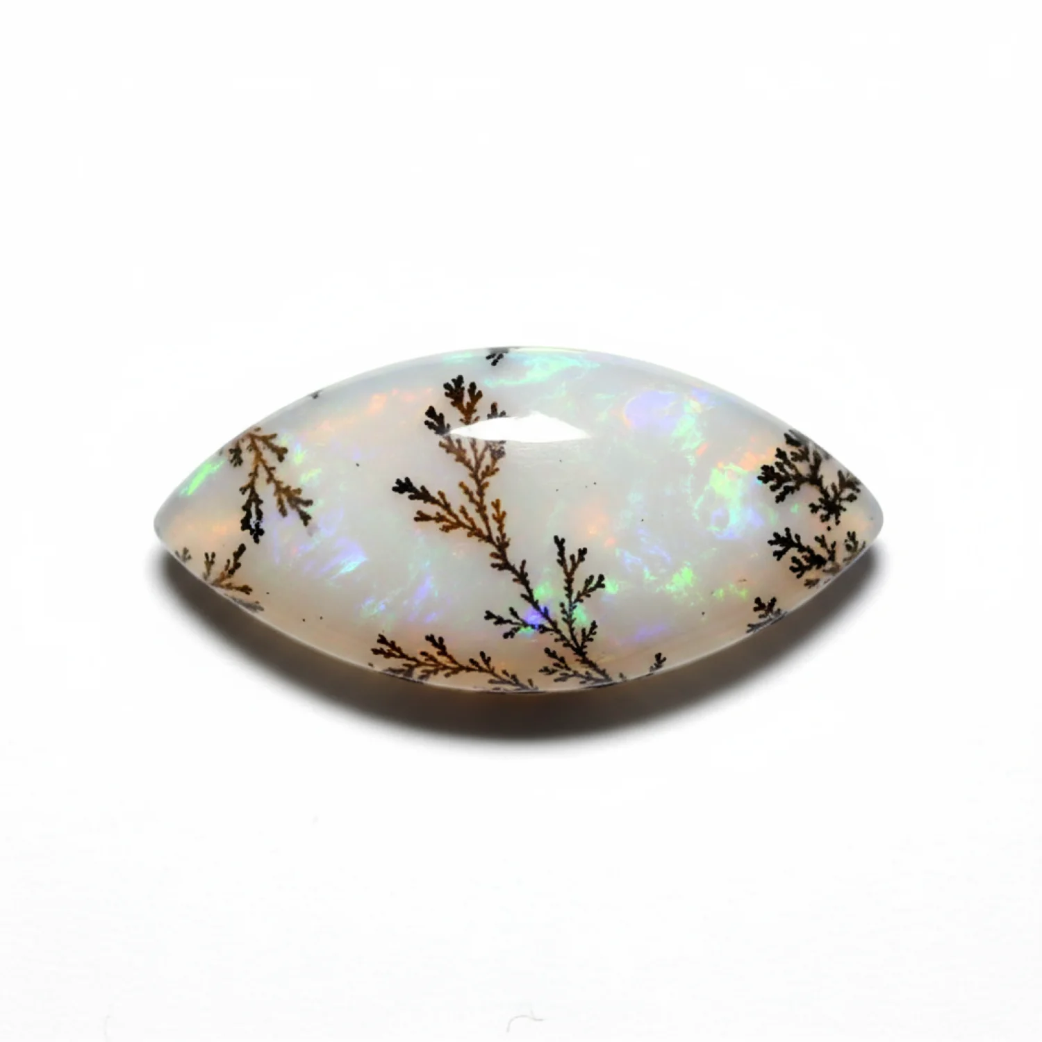 Dendrite Opal 1PC Large 8x16 MM Marquise Cabochon White Brilliant semi Precious Loose Gems