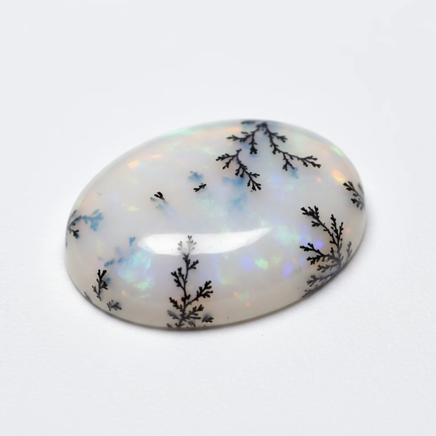 Dendrite Opal 1PC Medium 7x10 MM Oval Cabochon White Genuine semi Precious Loose Gems - Image 2