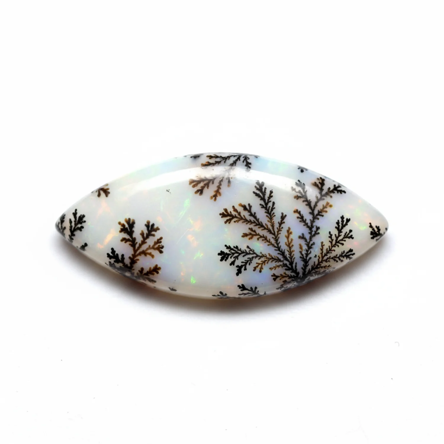 Dendrite Opal 1PC Medium 7x14 MM Marquise Cabochon White Fiery semi Precious Gems - Image 2