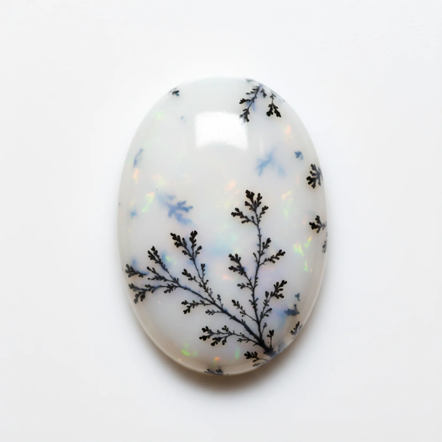 Dendrite Opal 1PC Medium 8x10 MM Oval Cabochon White Superior semi Precious Loose Gemstone - Image 2