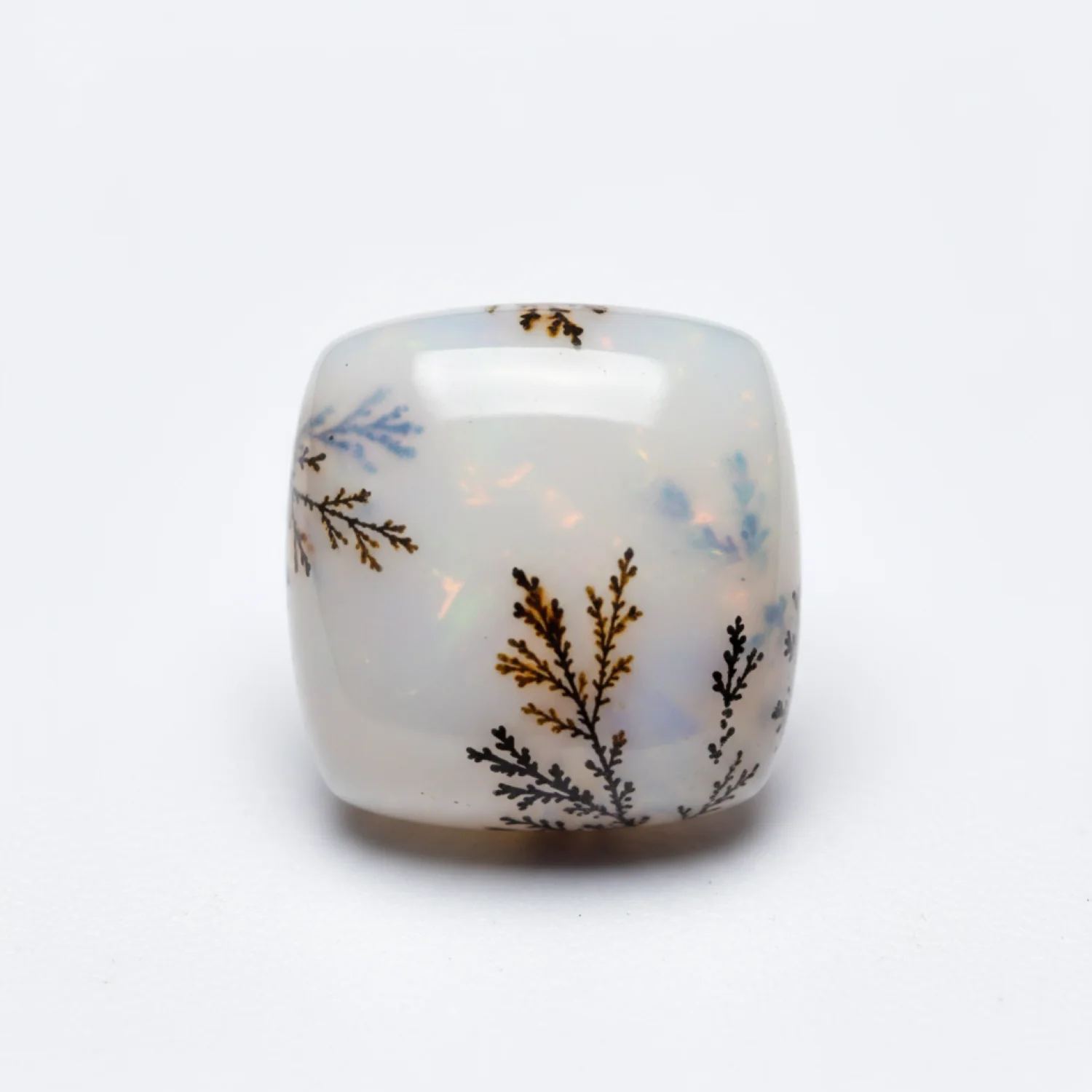 Dendrite Opal 1PC Medium 9x9 MM Cushion Cabochon White Brilliant semi Precious Loose Gemstones - Image 2