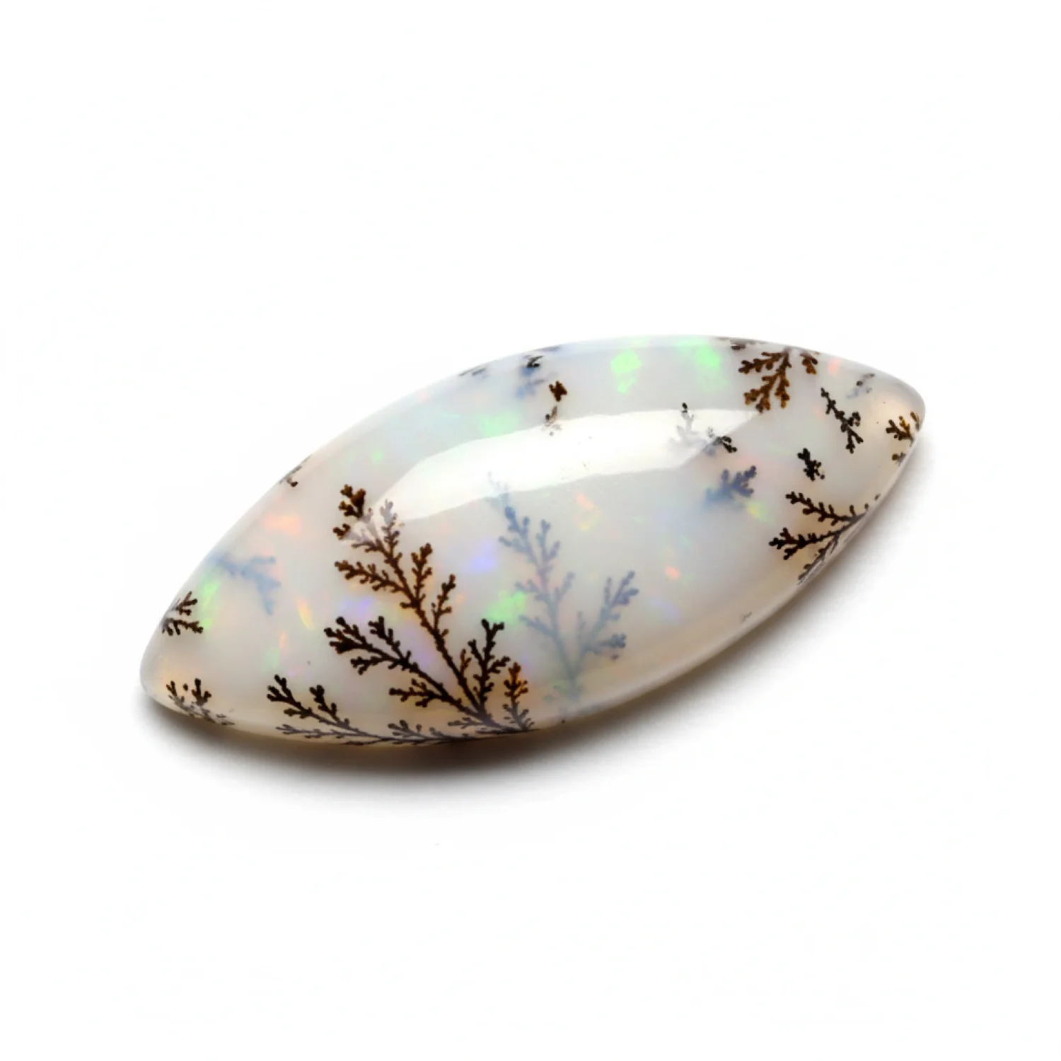 Dendrite Opal 1PC Small 5x10 MM Marquise Cabochon White Superior semi Precious Semi Precious Gemstone - Image 2