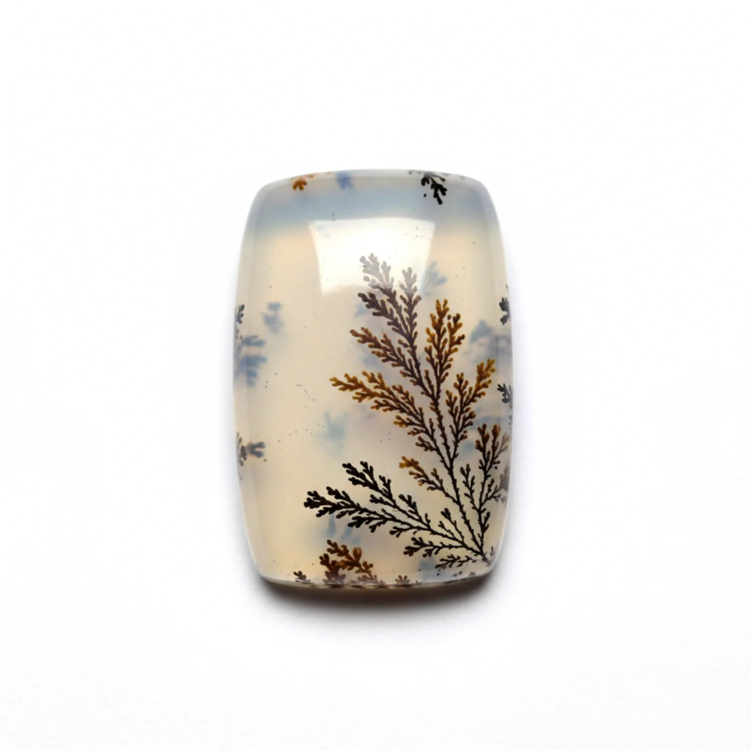 Dendrite Opal 1PC Small 6x8 MM Emerald Cabochon White Genuine semi Precious Loose Gemstones