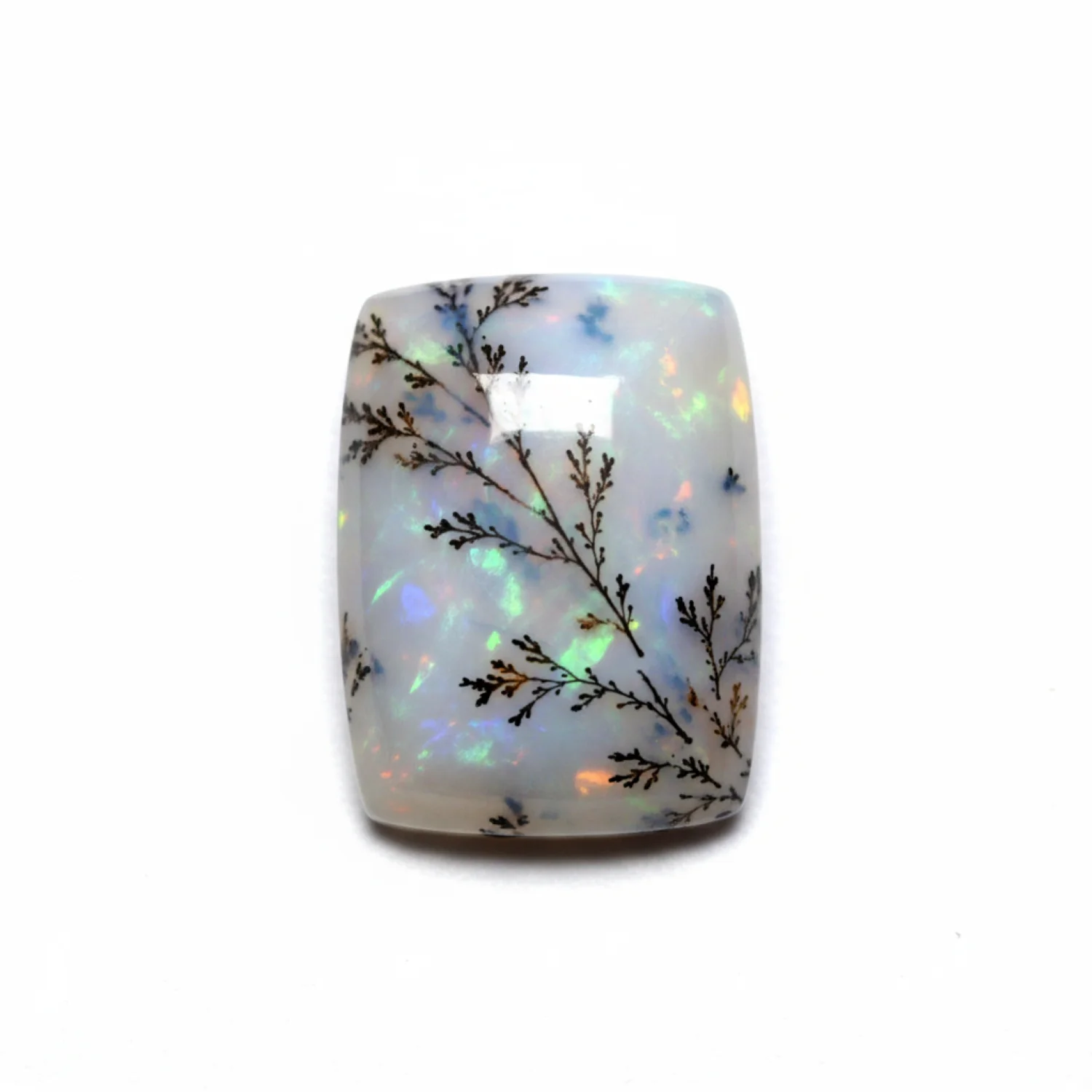 Dendrite Opal 1PC Small 6x8 MM Emerald Cabochon White Genuine semi Precious Loose Gemstones - Image 2