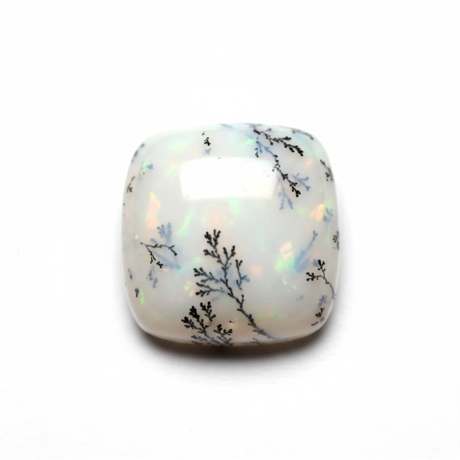 Dendrite Opal 1PC Small 7x7 MM Cushion Cabochon White Pure semi Precious Loose Gems - Image 2