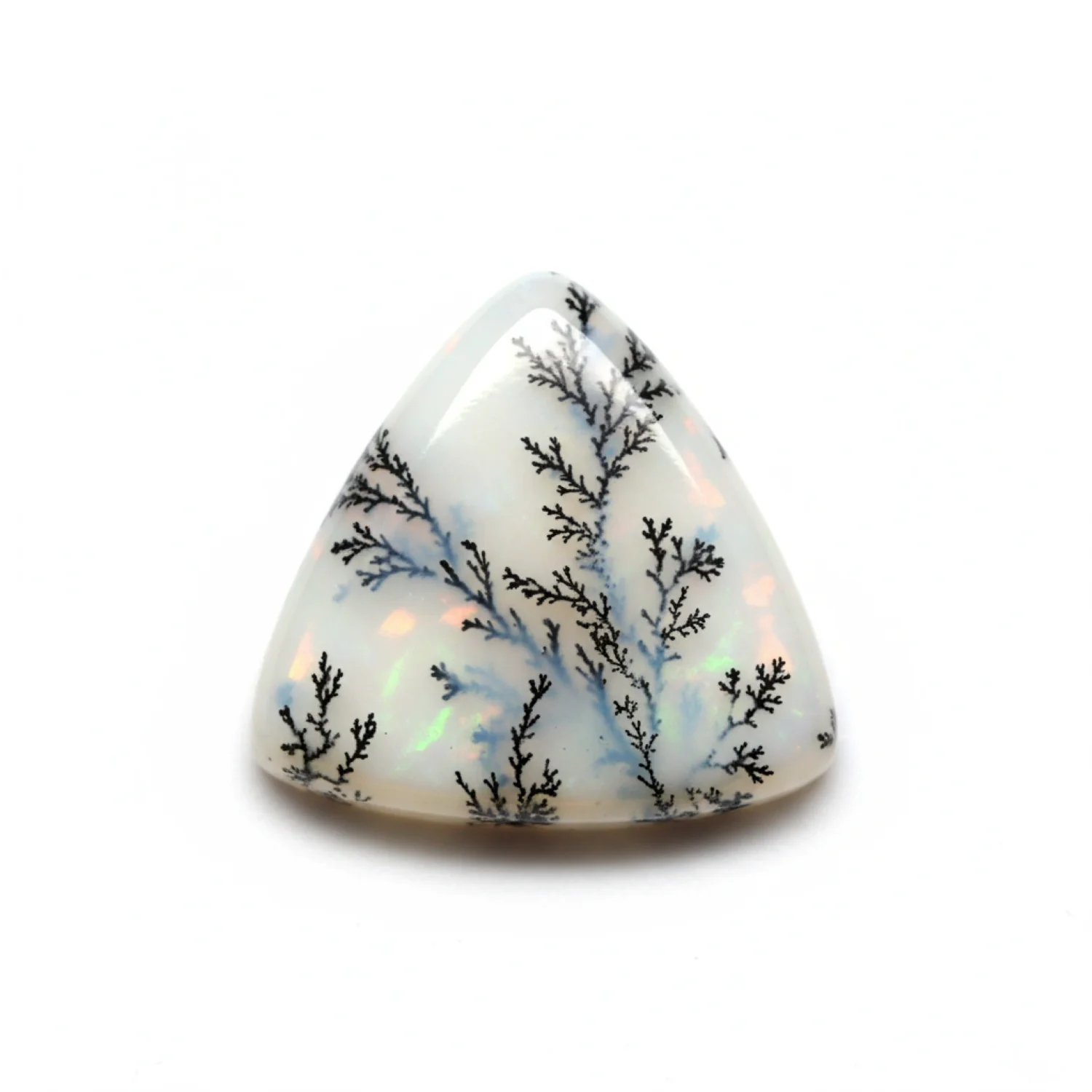 Dendrite Opal 1PC Tiny 6x6 MM Triangle Cabochon White Superior semi Precious Loose Gemstone